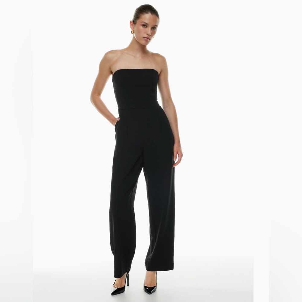 Aritzia Babaton Strapless Black Wide-Leg Jumpsuit